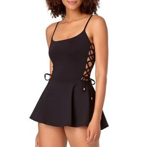 STUDIO Anne Cole Side Lace UP One Piece Swimdress